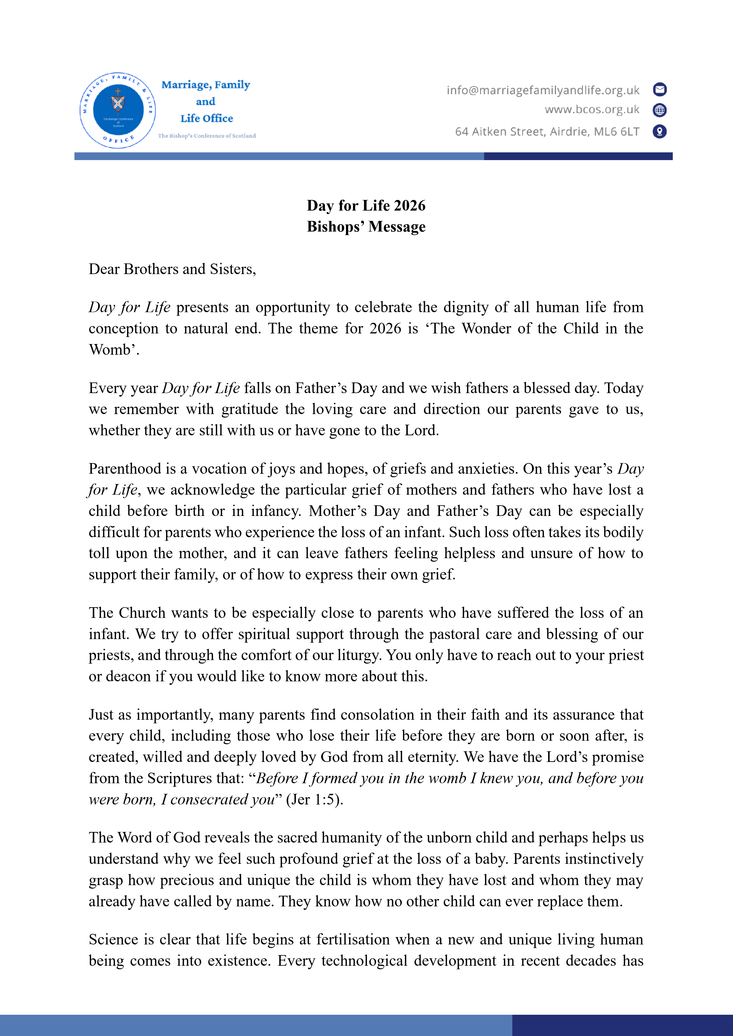 Day For Life Letter (2026)